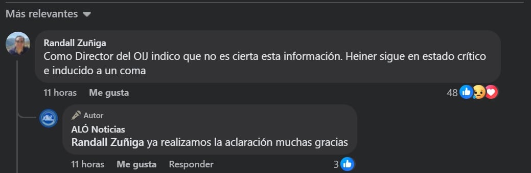 Randall Zúñiga, director del OIJ desmintió la muerte de Zúñiga. Foto tomada de Facebook.