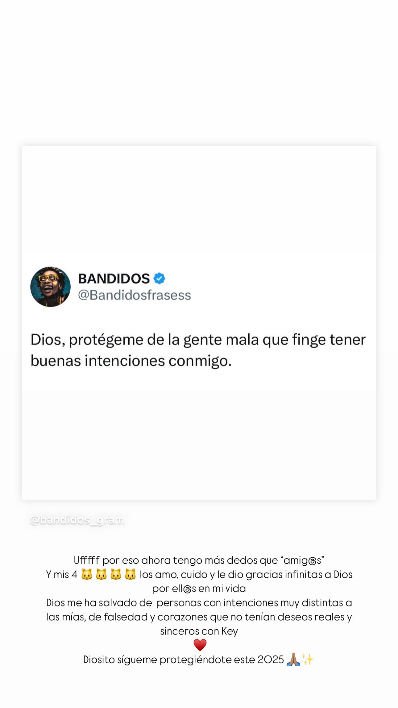 Esta fue la imagen y mensaje compartidos por Keyla Sánchez.