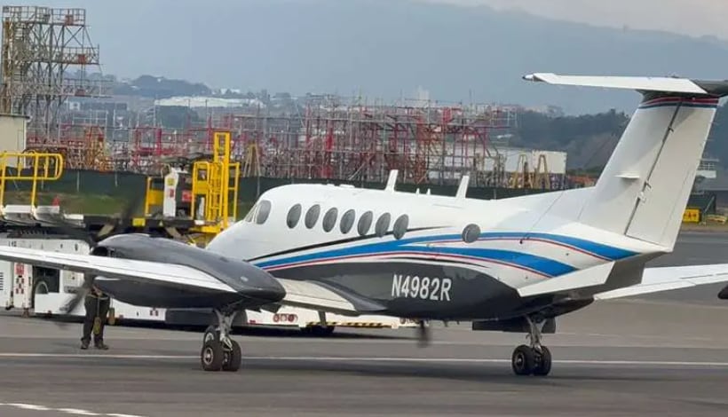Jet de la DEA llega al aeropuerto Juan Santamaría, Alajuela. Foto: Tomada de Teletica.com