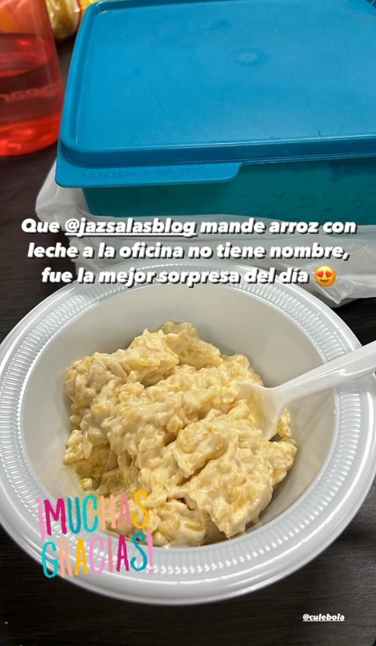 Mónica Boza quedó encantada con el arroz con leche de la esposa de Christian Bolaños. Foto: Instagram.