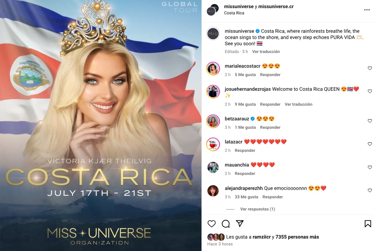 Miss Universo 2024, Victoria Kjaer, aterriza en Costa Rica este día y a esta hora