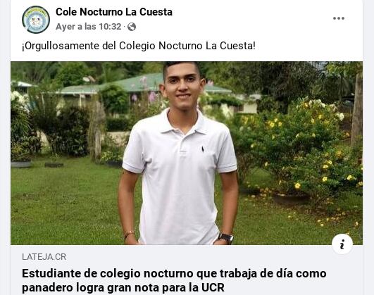 Gerixon Calvo es un joven panadero que logró un excelente resultado en el examen de admisión de la UCR.