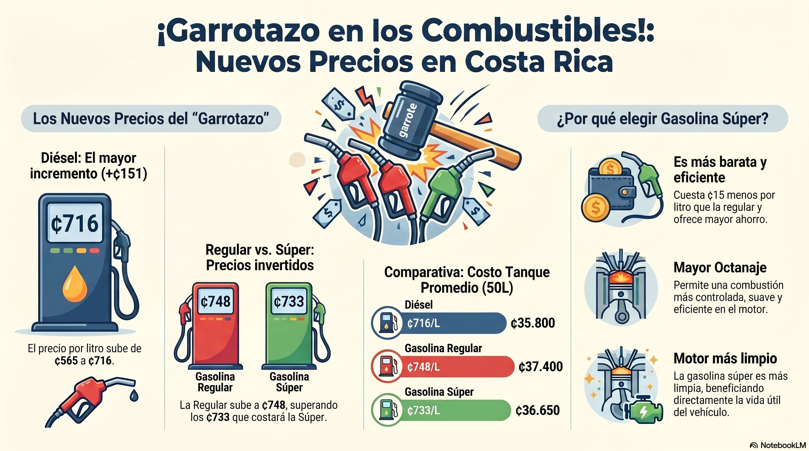 Nuevos precios en la gasolina