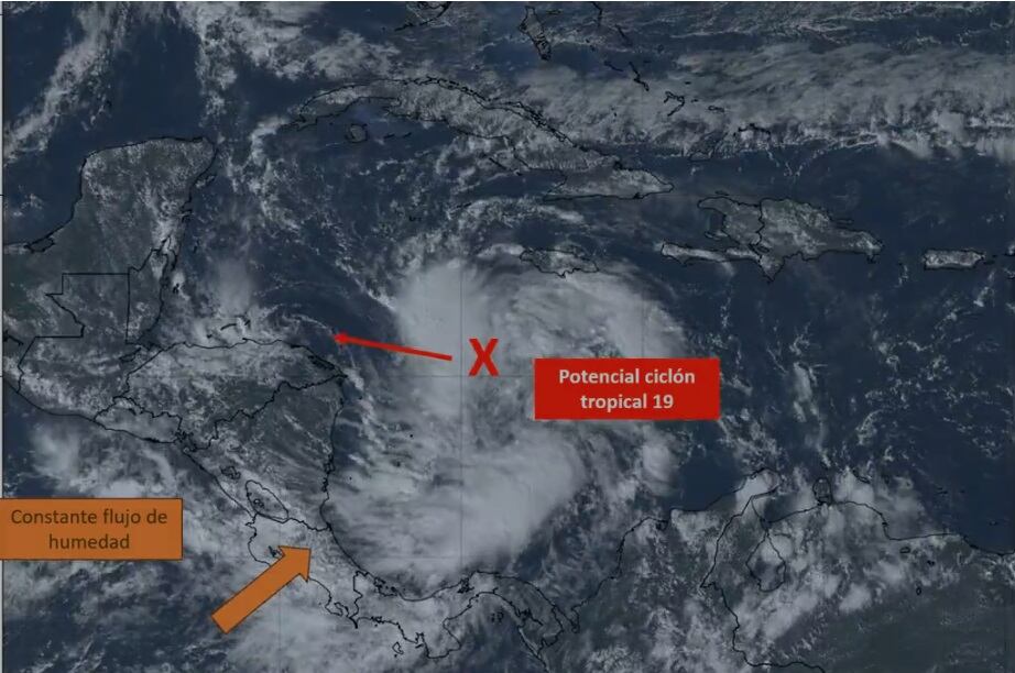 El ciclón tropical 19 se está fortaleciendo a más de 800 kilómetros de Limón, en su ruta hacia Honduras.
