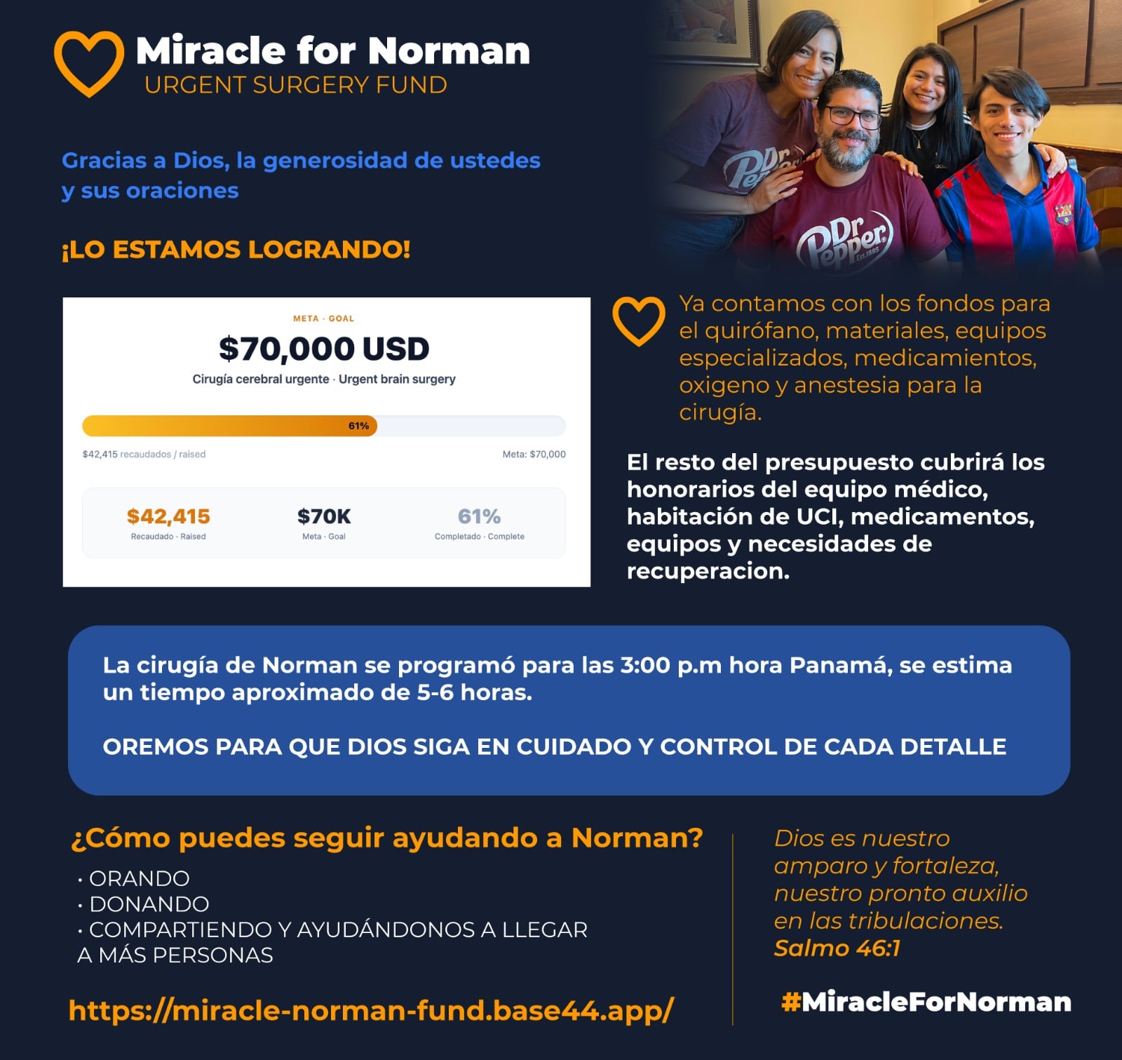 Norman Ortiz, vecino de Tres Ríos y misionero cristiano desde hace más de 20 años, enfrenta una dura batalla contra un tumor cerebral que apareció de forma inesperada y requiere una costosa atención médica.
