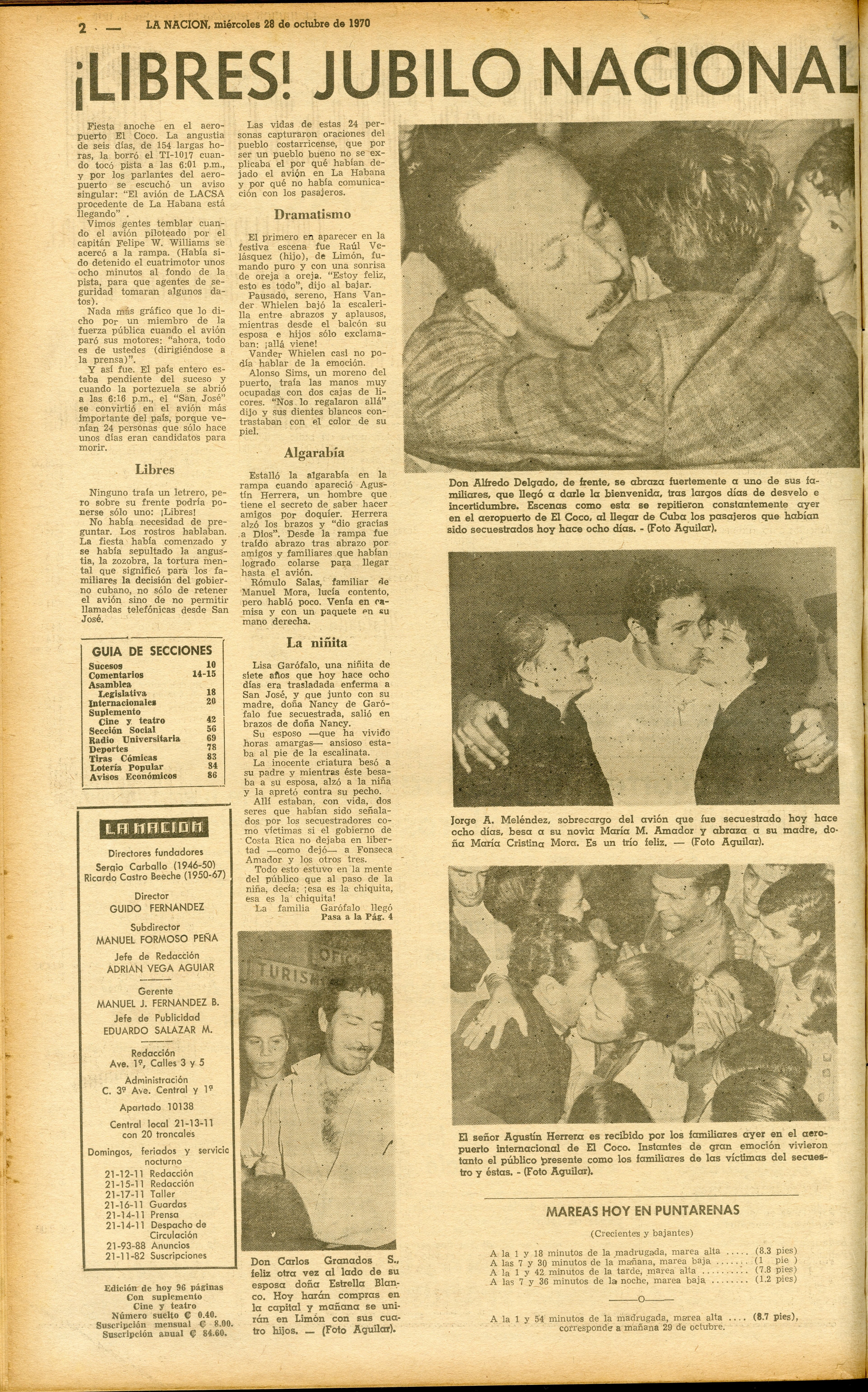 Secuestro avión LACSA en 1970. Foto Archivo.