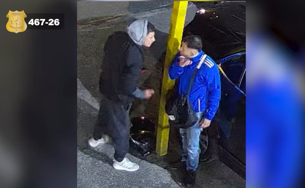 Estos dos hombres son sospechosos del doble homicidio de Gerrmay Li Romero, de 19 años, y Kendall Caicedo Herrera, de 20 años en San Sebastián, San José. Foto: Captura de video