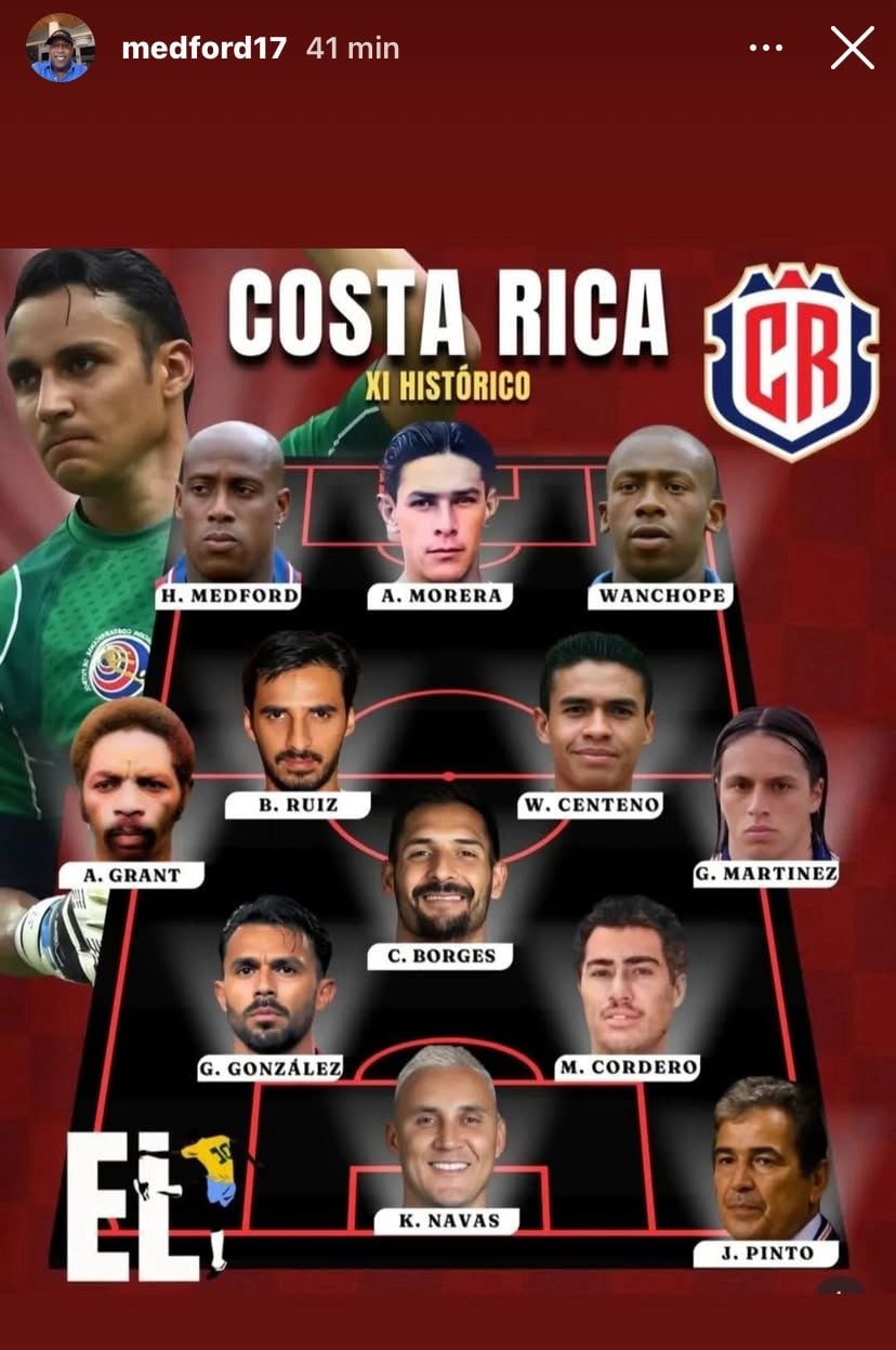 Medford compartió un once ideal del fútbol tico