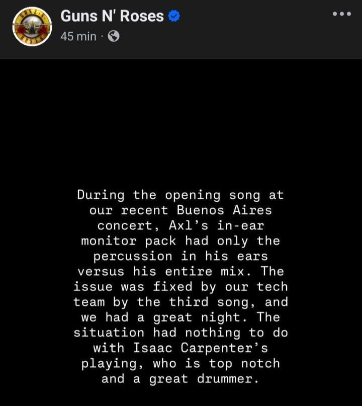 Este fue el mensaje de Guns N' Roses.
