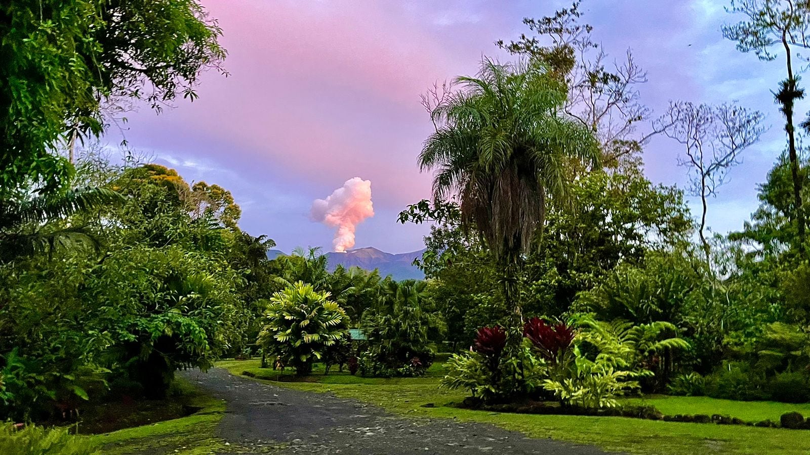 Al final de la tarde de este jueves una erupción del Rincón de la Vieja fue captada así desde Buenos Aires de Aguas Claras, cantón de Upala. Foto: Cortesía de Mauricio Gutiérrez.