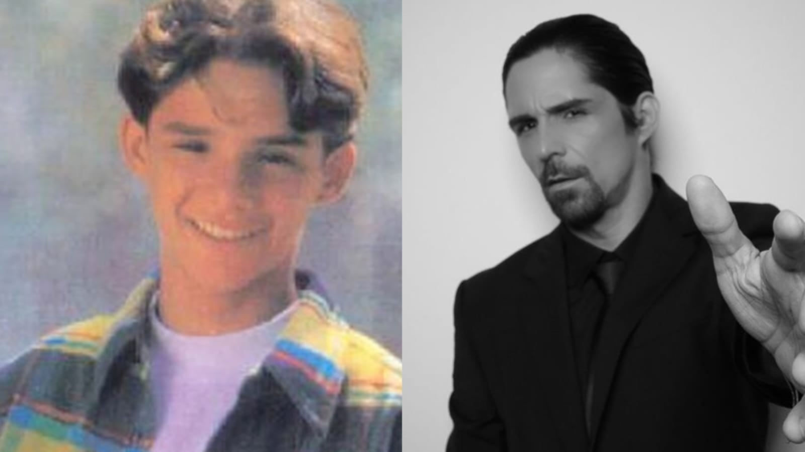 Imagen comparativa de René Velazco a sus 15 años y a los 43.