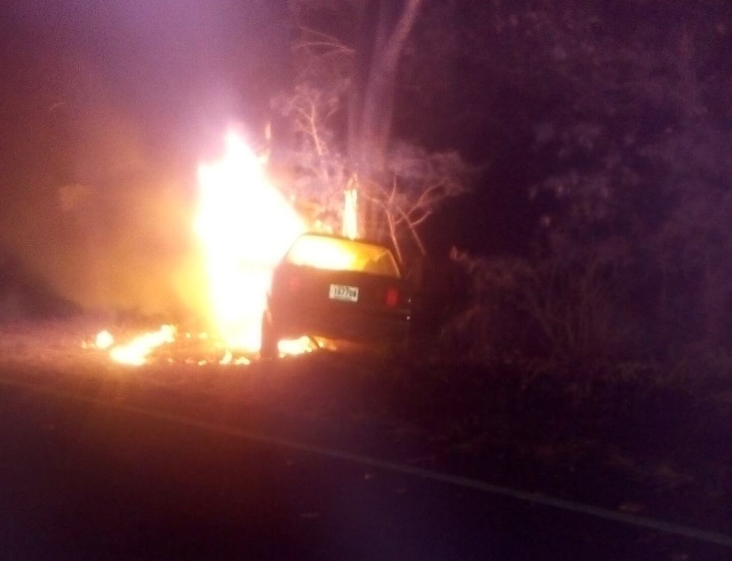 Joven muere carbonizado al chocar su carro contra un árbol | La Teja
