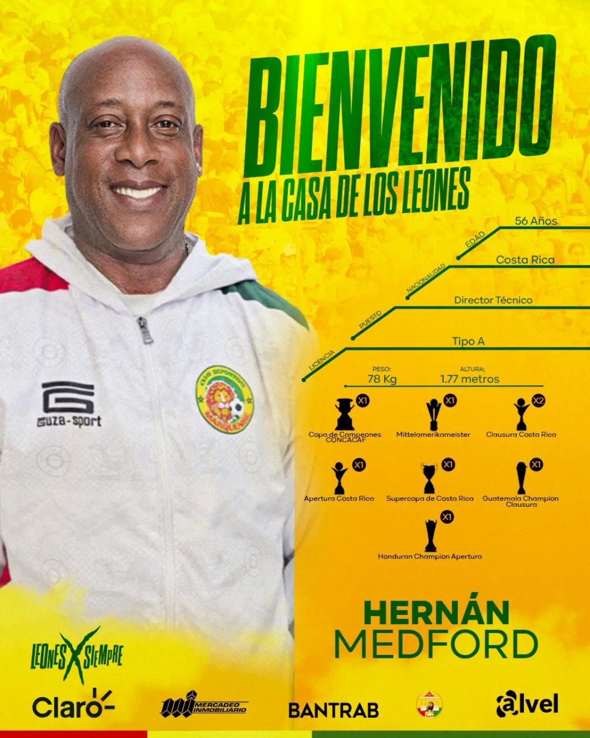 Hernán Medford es el nuevo técnico del Marquense de Guatemala.