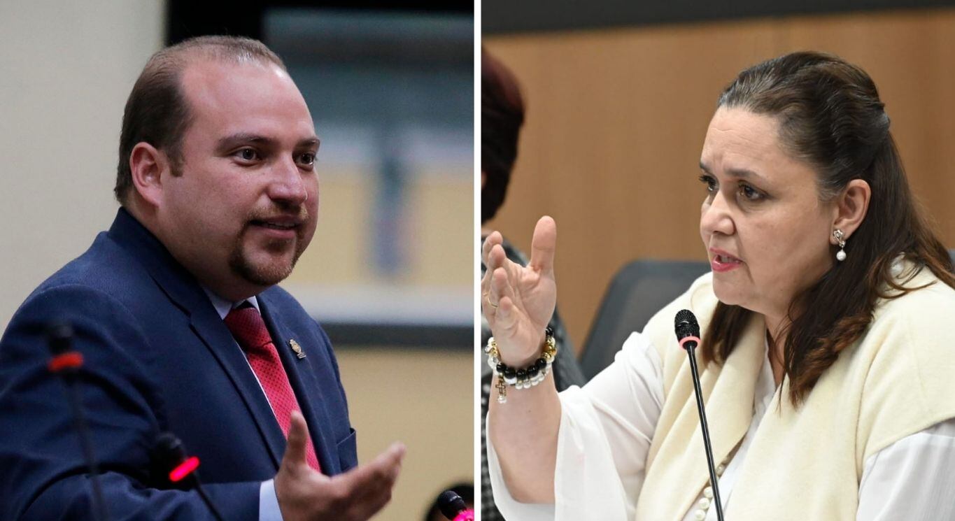 En la imagen el embajador en México y exdiputado, Pablo Heriberto Abarca, y la congresista del PUSC, Vanessa Castro.