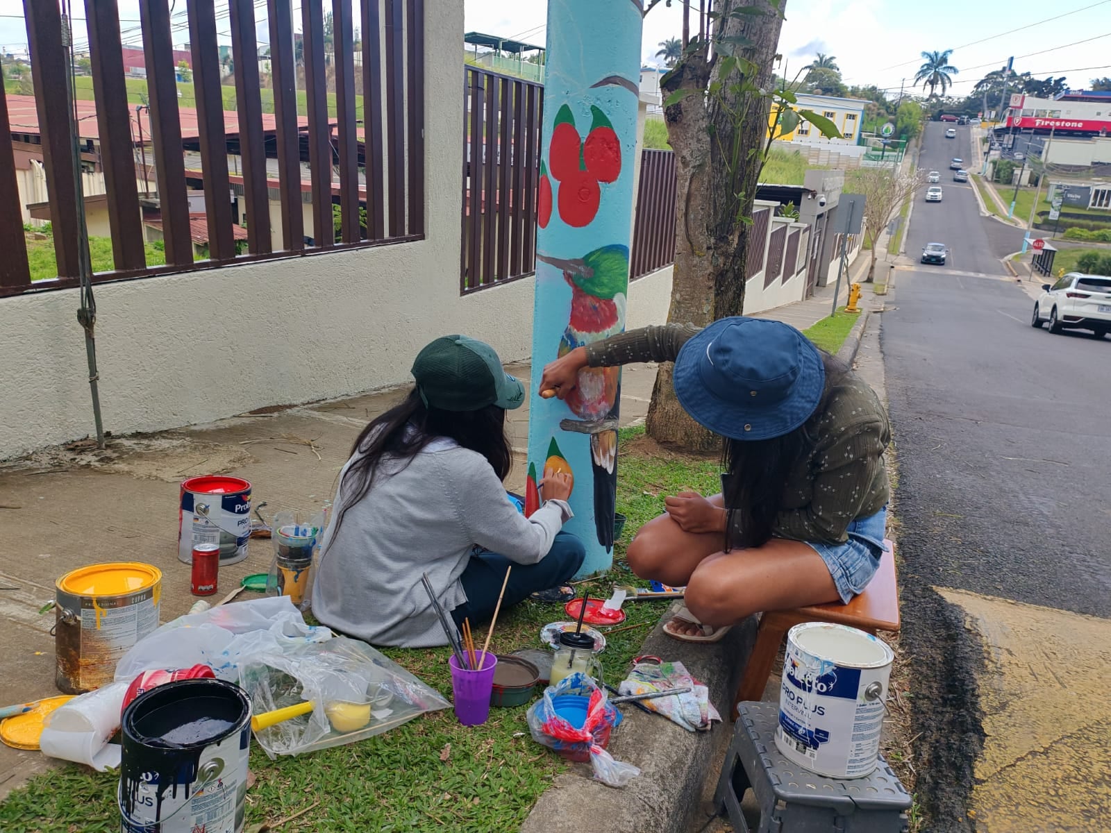 En el distrito de Granadilla del cantón de Curridabat, el 22 de febrero del 2025, comenzaron a pintar los postes de luz con el objetivo de luchar a pura brocha y pintura contra la delincuencia