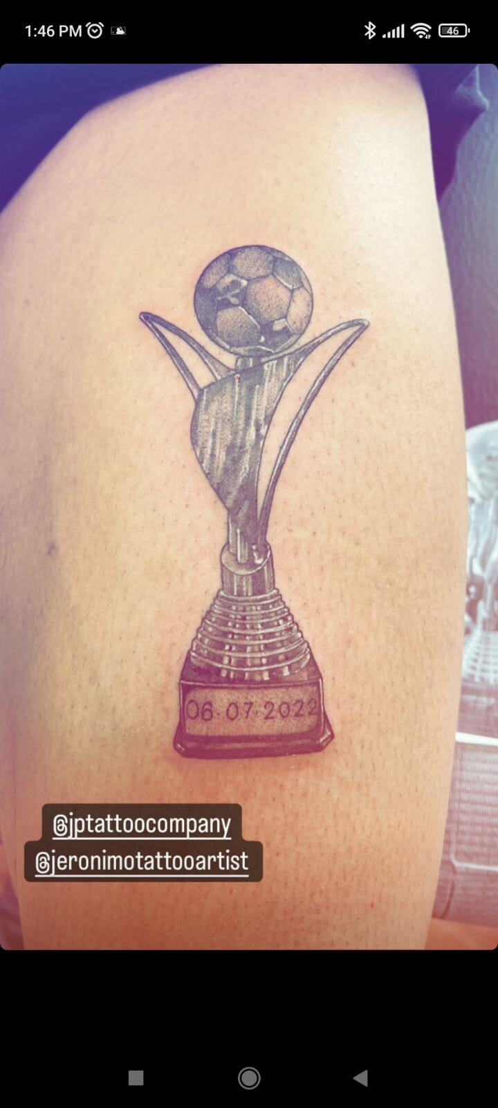 Kevin Briceño, tatuaje, copa