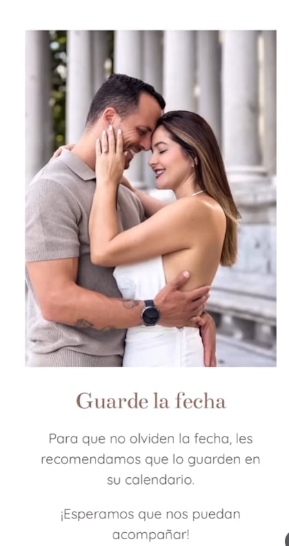 Invitación a la boda de Shirley Álvarez y Daniel Vargas.