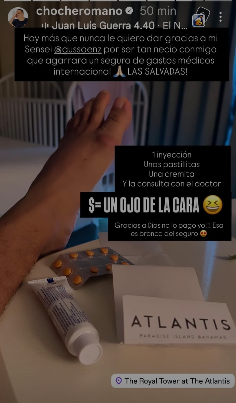 Choché Romano sigue con sus tragedias en medio de sus vacaciones.