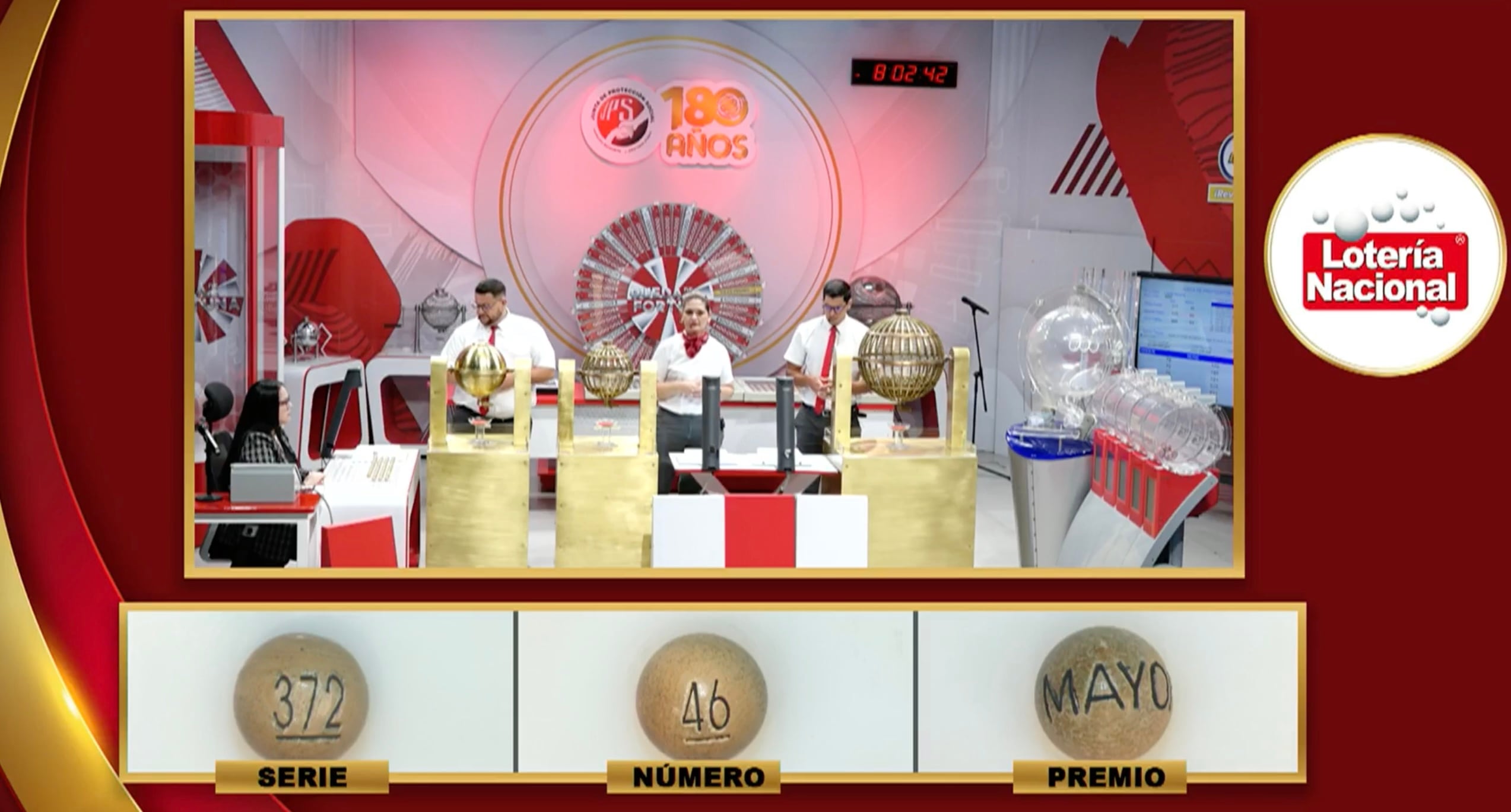 La Lotería Nacional de la JPS entregó el premio MAYOR de este 29 de marzo al 46 con la serie 372, que paga ¢175 millones por emisión.
