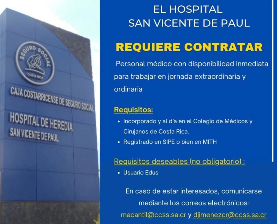 Hospital de heredia puestos de empleo