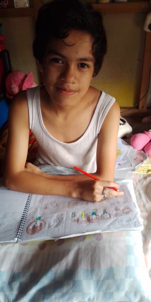 Niños sancarleños le cambian sus dibujos por arrocito y frijoles