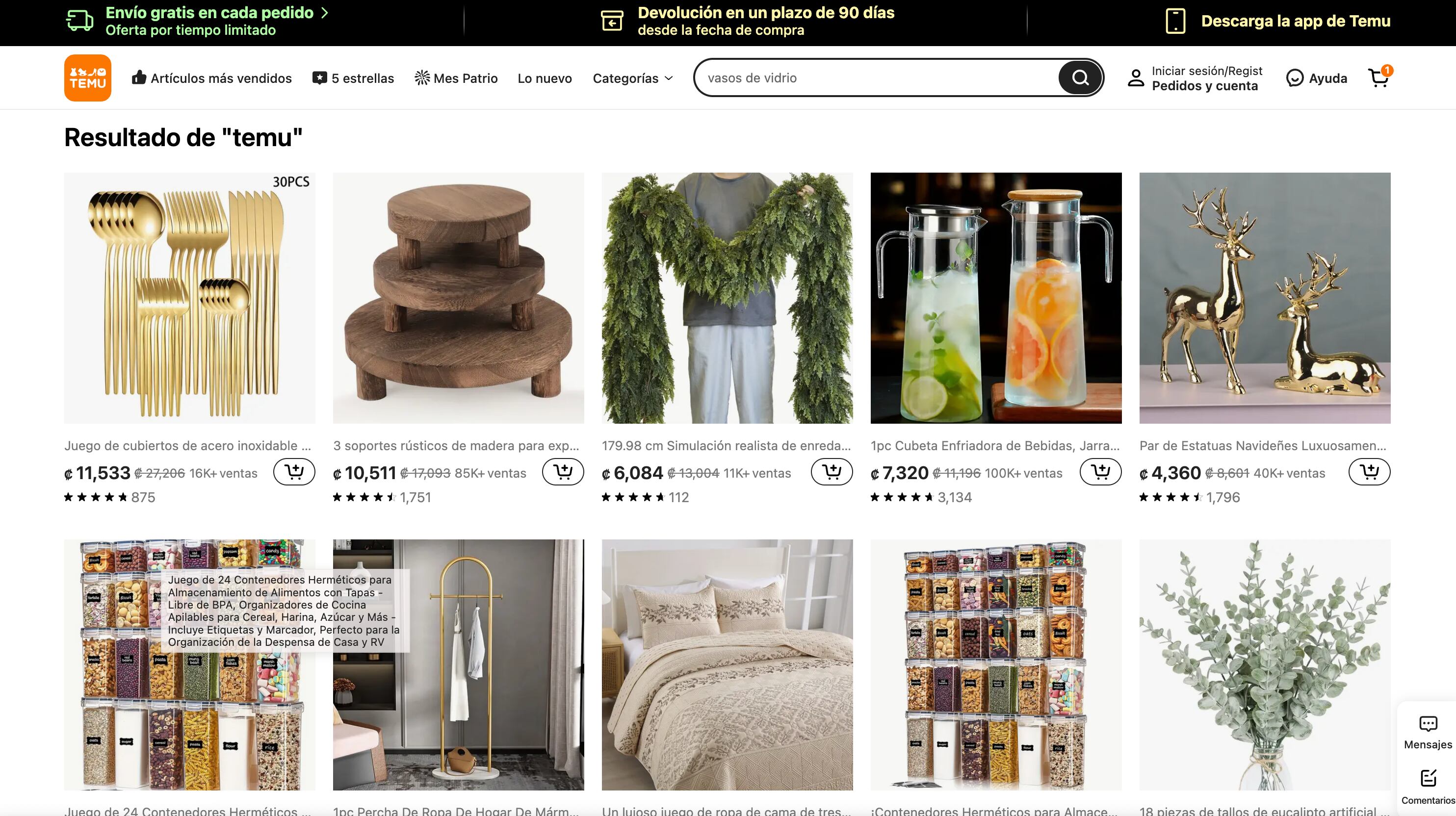 La interfaz de Temu destaca por su modelo de marketplace, ofreciendo una variedad casi infinita de productos más allá de la moda.