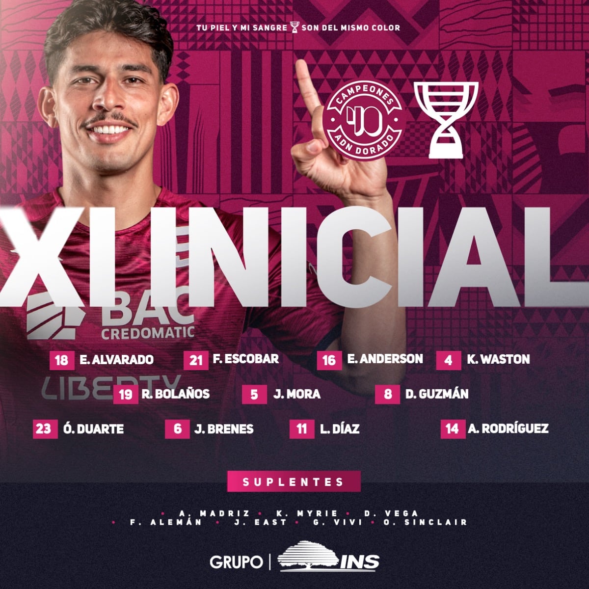 Alineación Saprissa San Carlos.