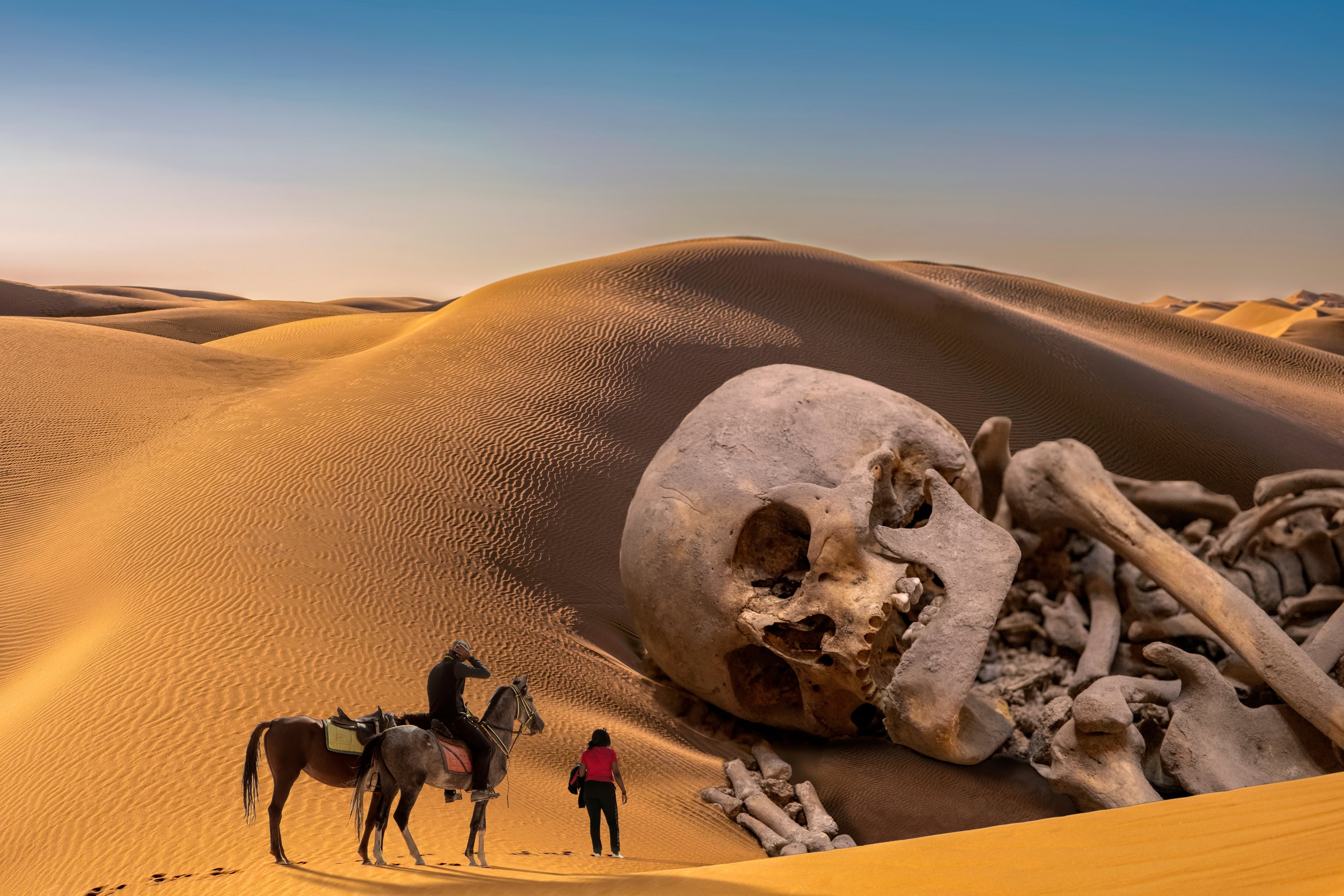 Fotografía falsa de un esqueleto gigante