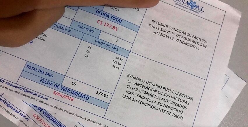 Recibo de agua de Nicaragua