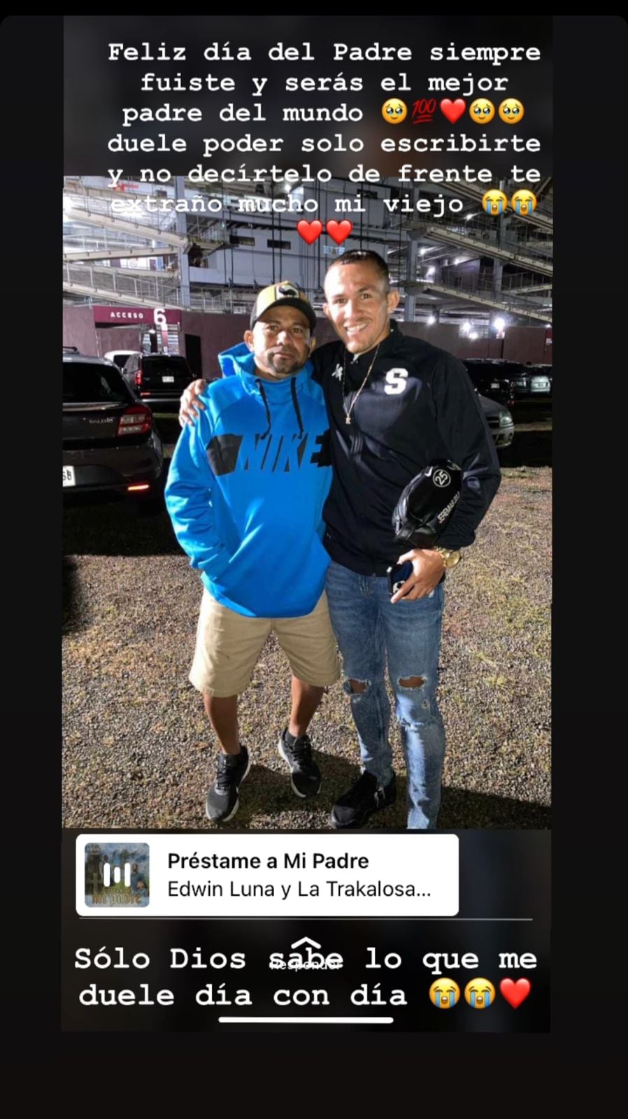 Kliver Gómez sacó su lado más sentimental al escribir un sentido mensaje a su papá. Foto: Instagram.