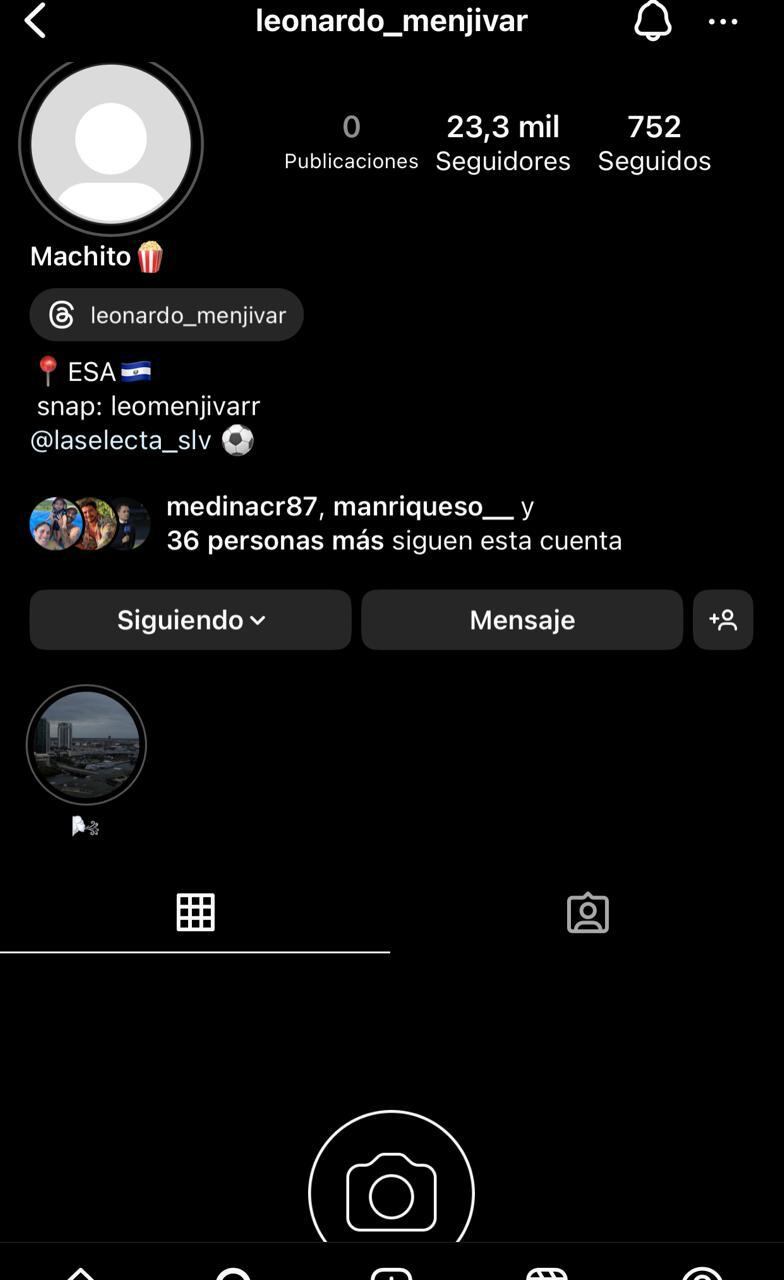 Leonardo Menjívar borró todo lo que había en su cuenta de Instagram