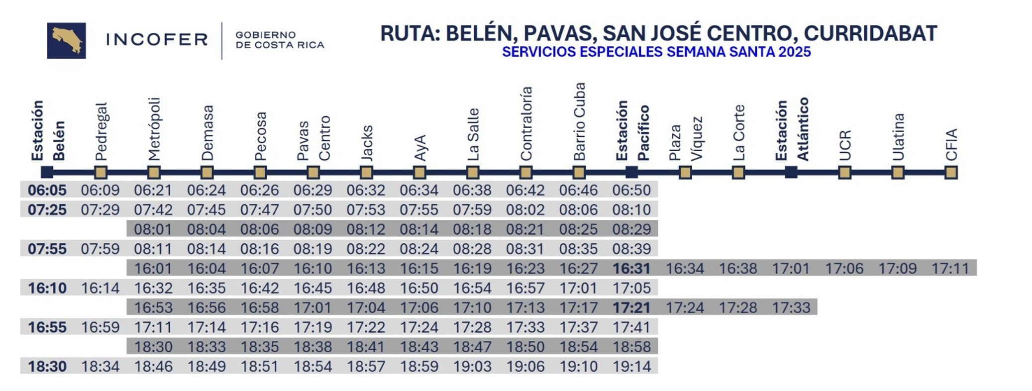 Este es el horario de trenes para la ruta Belén-Pavas para Semana Santa.