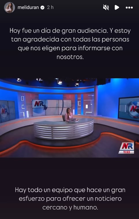Melissa Durán hizo varios comentarios este lunes sobre Noticias Repretel (NR) que sonaron a pedradas contra Telenoticias, el principal contendiente del noticiero de canal 6.