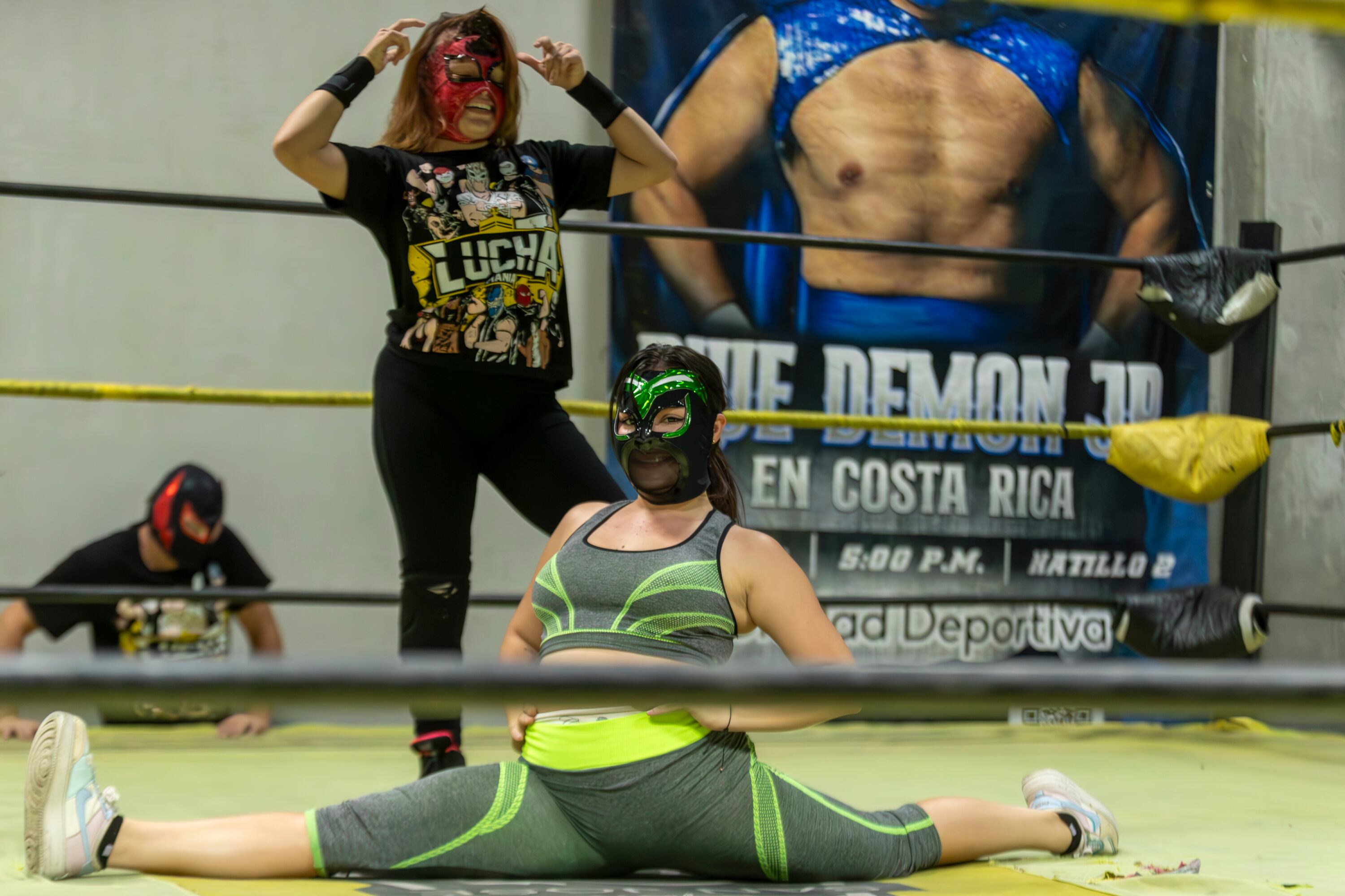 24/11/2023, San José, Hatillo, BN Arena, clase de lucha libre junto con los peleadores Pegaso, Godspeed, Estoyco, Sauron, Xs, Kitana, Flas Junior, Intocable y la visita de una luchadora de alemania, Miss Kath.