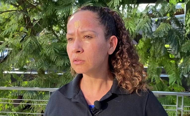 Elieth Artavia, comisaria de Unafut que fue agredida en el clásico nacional. Captura de pantalla.