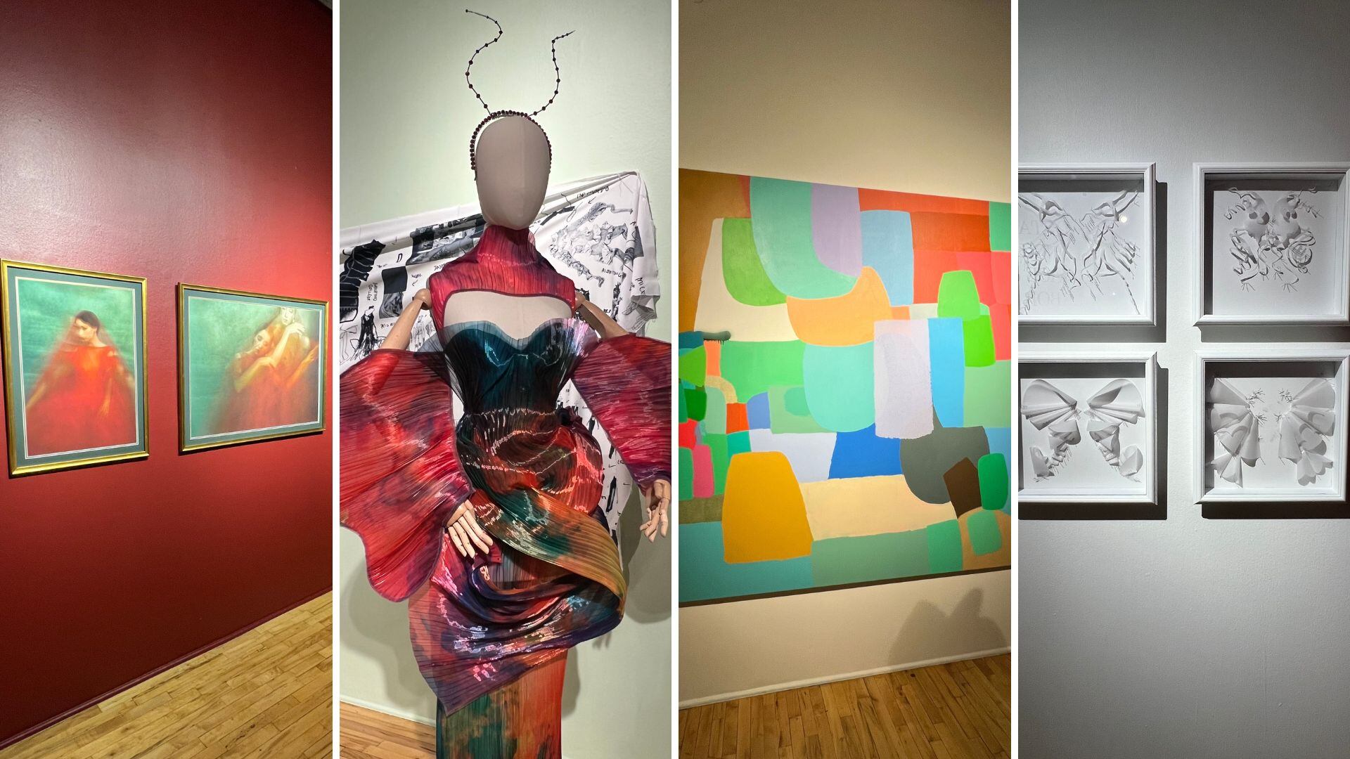 Obras en exhibición de Anabella Prins, Mauricio Cruz, Federico Herrero y Alonso Campos.