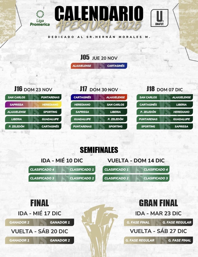 La Unafut dio a conocer las nuevas fechas del Apertura 2025.