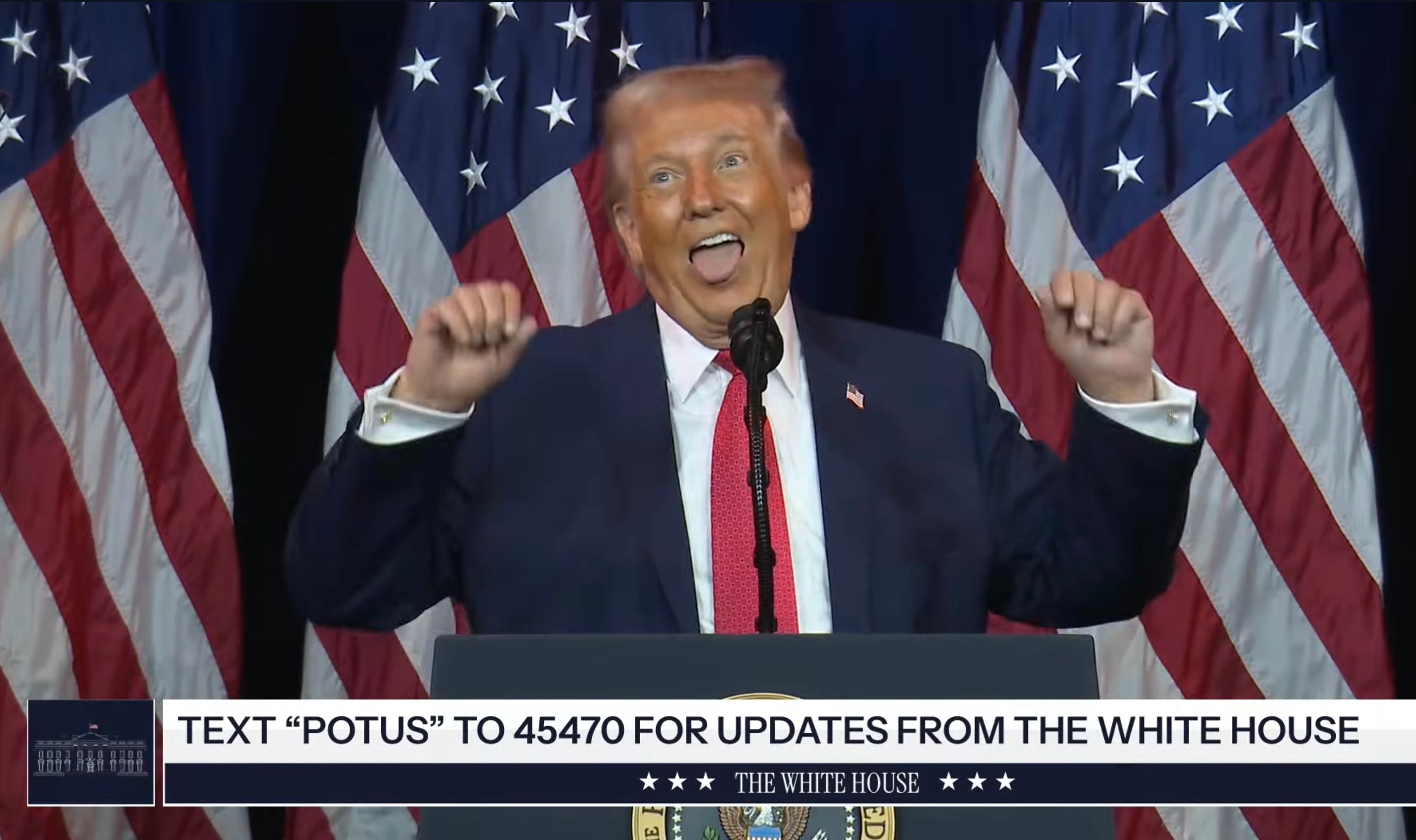 El presidente de Estados Unidos, Donald Trump, durante su discurso ante congresistas republicanos la noche del 6 de enero, en el que abordó temas comerciales y culturales con tono electoral. Fotografía: