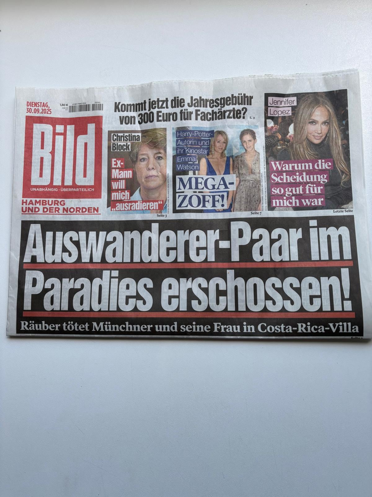 El diario alemán Bild, uno de los más importantes del país, destacó en su página principal el cruel asesinato de una pareja europea en Quepos, Costa Rica.