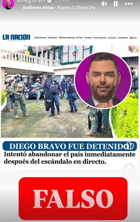 Diego Bravo, circula noticia falsa de youtuber detenido por la policía.