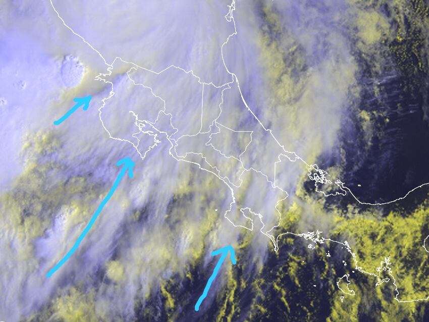 Julia se degradó a tormenta tropical al norte del lago de Nicaragua. Foto IMN.