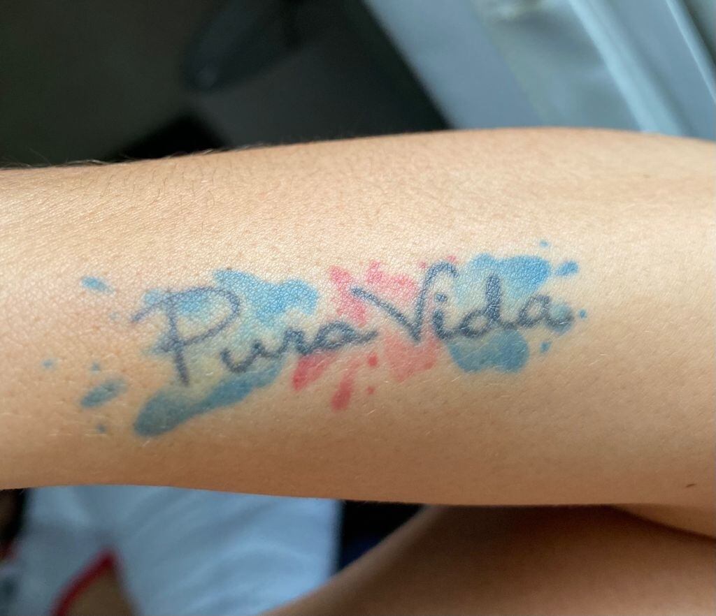 Tatuaje patriótico de la capitana de Saprissa, Carolina Venegas. Cortesía.