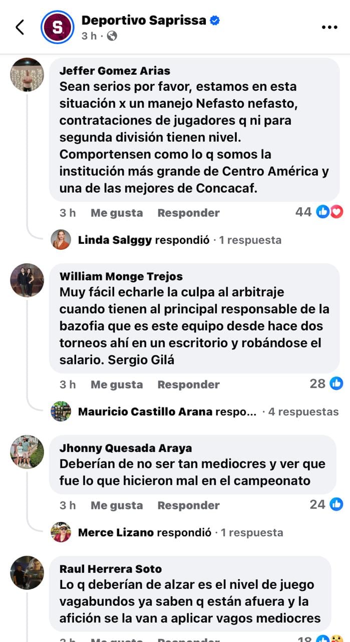 La afición de Saprissa no tomó bien el comunicado del club quejándose por el arbitraje ante Cartaginés.