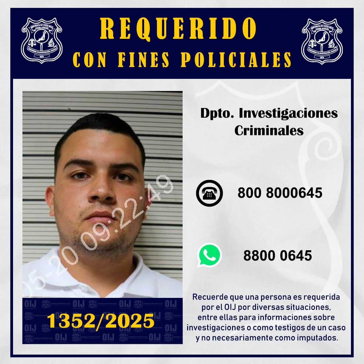 Un muchacho de apellido Rodríguez, de 27 años, es buscado por un tiroteo que ocurrió en Plaza Garden, en Guachipelín de Escazú. Foto: OIJ