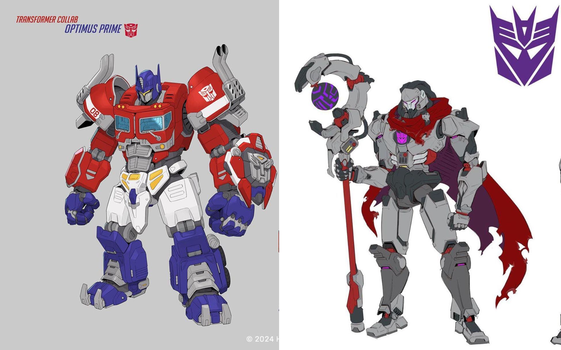 A la izquierda se puede ver a Reinhardt como Optimus Prime y a la derecha Ramattra como Megatron. Foto: Xbox Wire.