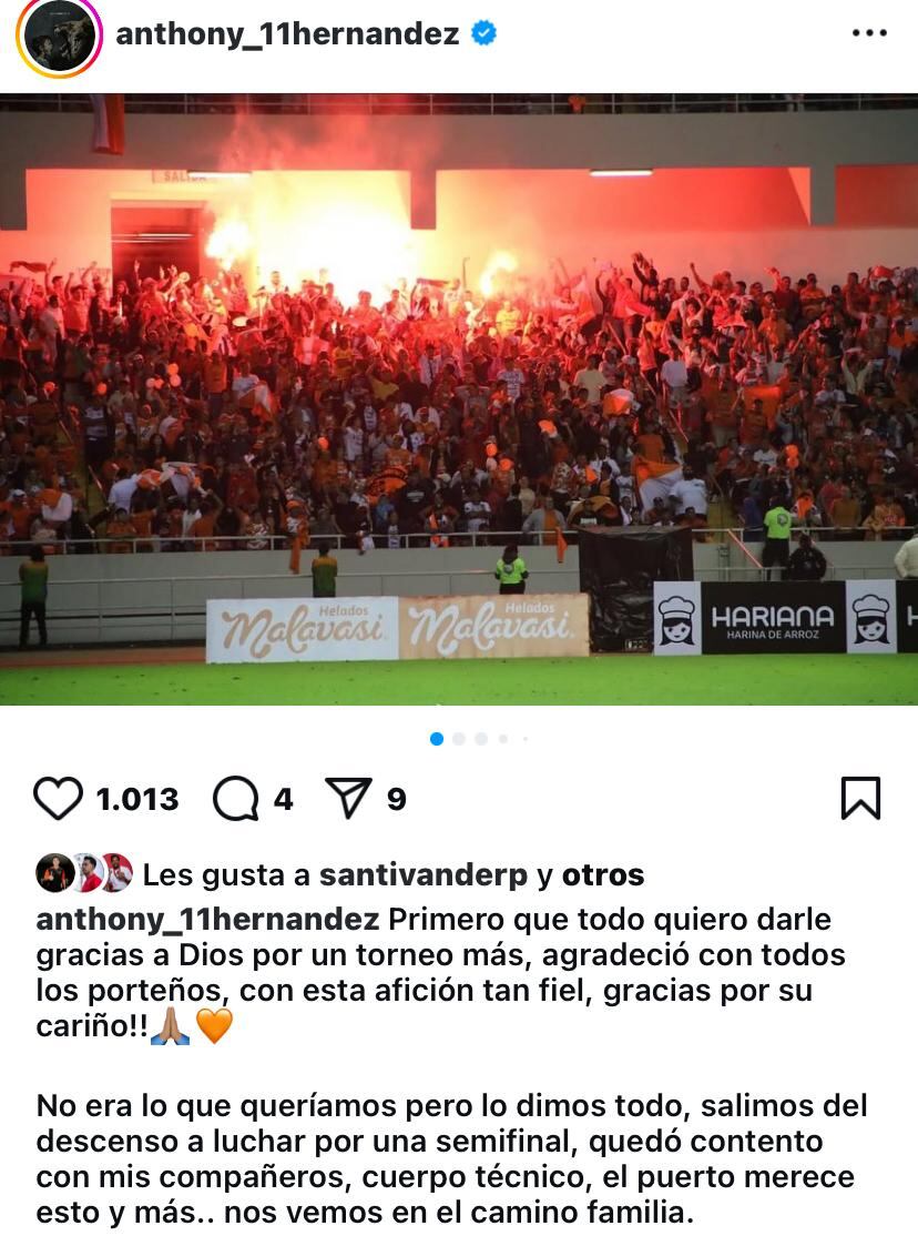 Anthony Hernández se despidió del Puntarenas FC de esta manera.
