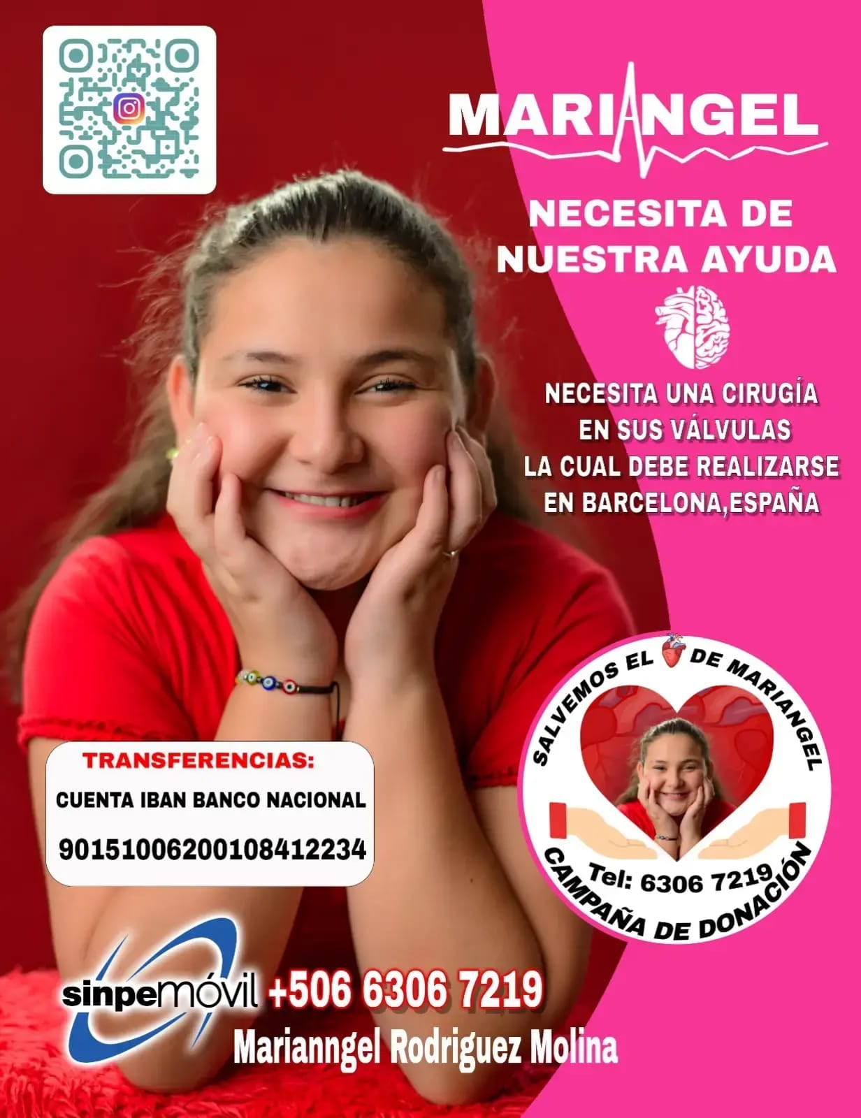Mariángel Rodríguez Molina, una valiente niña de 13 años, quien iniciará este miércoles un nuevo curso lectivo en el Liceo de Santa Gertrudis Norte de Grecia, en medio de muchas oraciones para que su corazón resista ya que urge de una operación