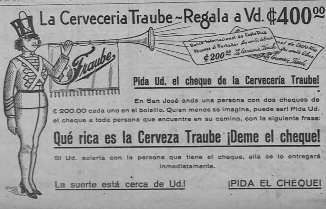 Para la historia de la cerveza en Costa Rica hay un hecho fundamental en 1888 y es el ingreso al mercado cervecero tico del austríaco José Traube Tichy, quien fundó ese año la Cervecería Globo en Cartago.