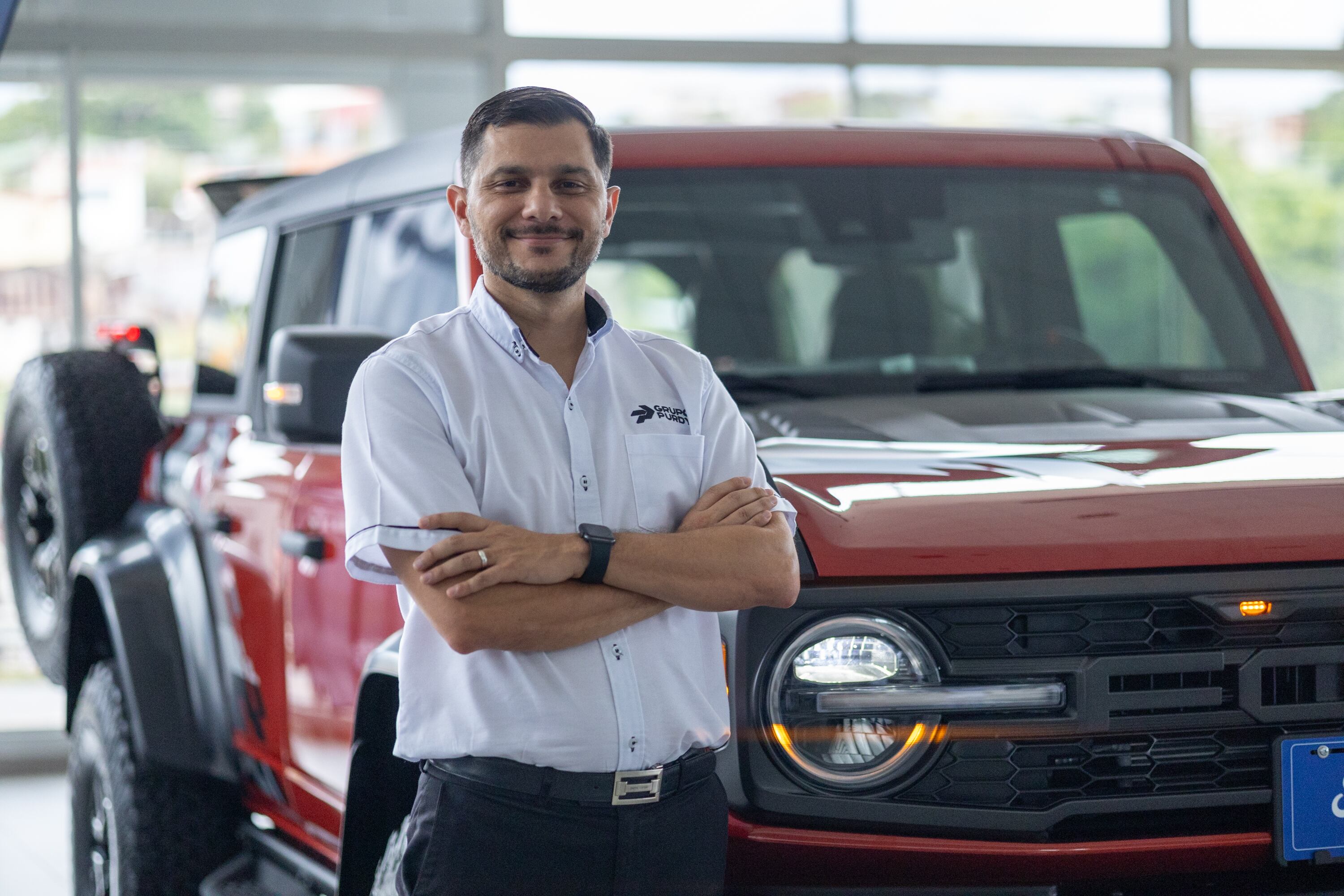08/08/2024, San Jose, La Uruca, Agencia Ford, presentación del nuevo Ford Bronco Raptor. En la fotografía Jorge Sánchez, gerente de ventas de agencia Ford.