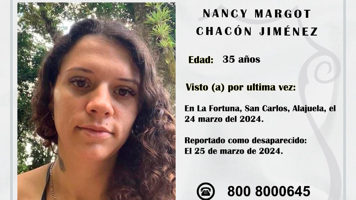 Nancy Margot Chacón Jiménez salió en su carro en La Fortuna de San Carlos el domingo 24 de marzo y desde entonces desapareció. Foto: OIJ
